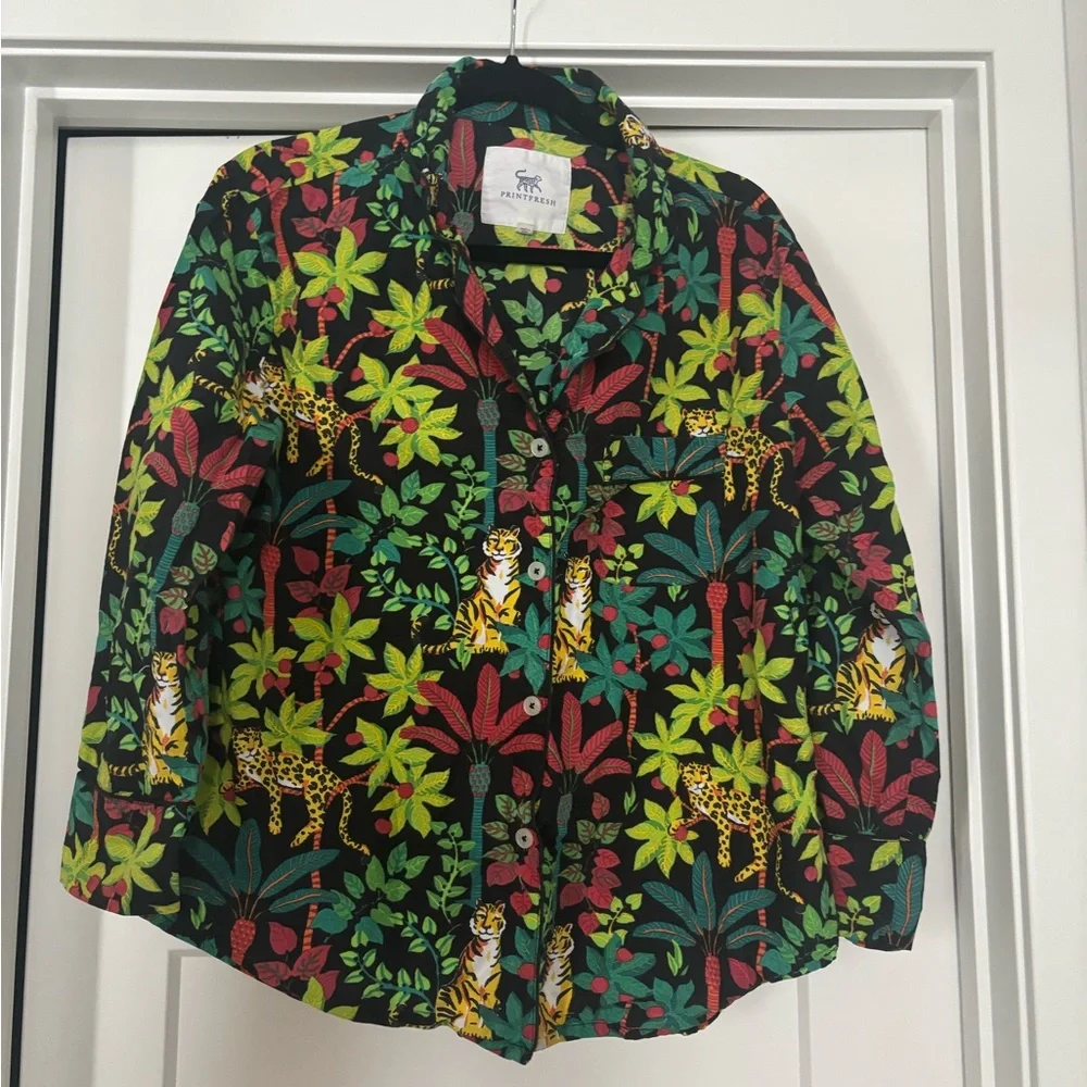 Printfresh Big Cat Energy Jungle Print pajamas M - Picture 4 of 6